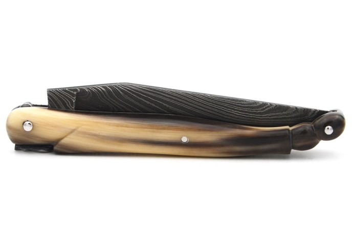 Laguiole pliant 12cm, acier Damas Sauvage, plein manche queue de scorpion