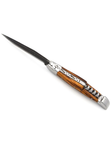 Laguiole 12cm, brut de forge Klinge und Korkenzieher,  Marmorholz
