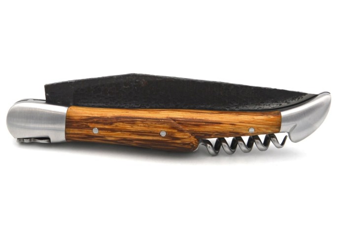 Laguiole 12cm, brut de forge Klinge und Korkenzieher,  Marmorholz