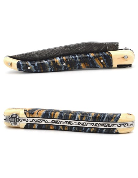 Laguiole knife in mammoth molar with mammoth tusk bolsters