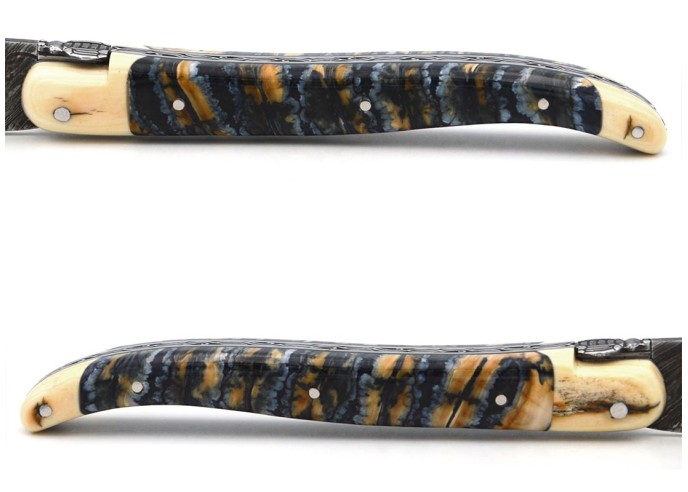 Laguiole knife in mammoth molar with mammoth tusk bolsters