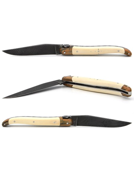 Laguiole knife with mammoth tusk handle and bolsters