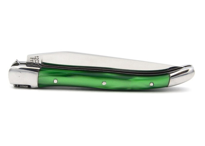Laguiole Klappmesser, 10cm,  Griff aus Acryl, flaschengrün