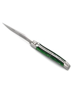Laguiole Klappmesser, 10cm,  Griff aus Acryl, flaschengrün 2