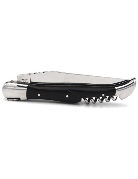 Laguiole knife, 12 cm, boar, blade and corkscrew, olive wood handle