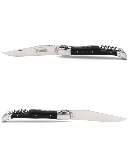 Laguiole 12cm, Eber-Kopf, Klinge und Korkenzieher, Olivenholz