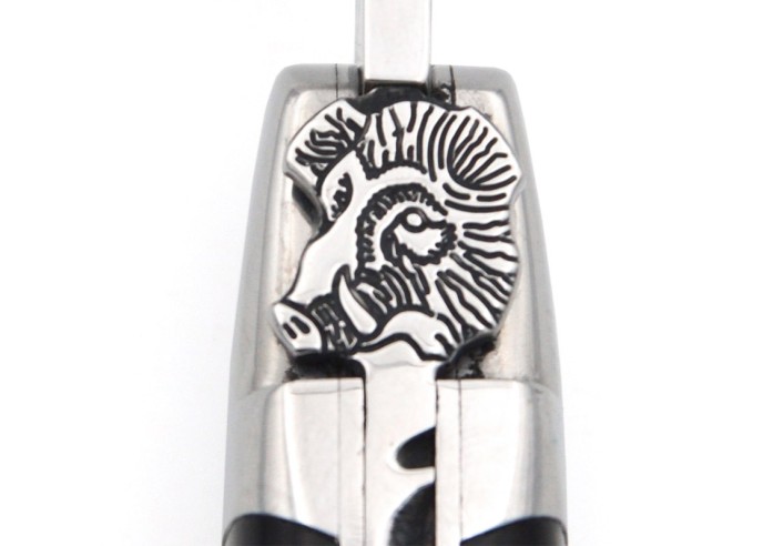 Laguiole 12cm, Eber-Kopf, Klinge und Korkenzieher, Olivenholz
