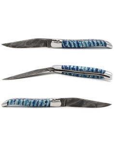Laguiole 12cm, Damastklinge, Hellblauer Griff aus Mammutmolar 2