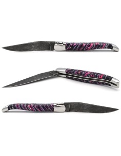 Laguiole 12cm, Damastklinge, Griff aus violettem Mammutmolar 2