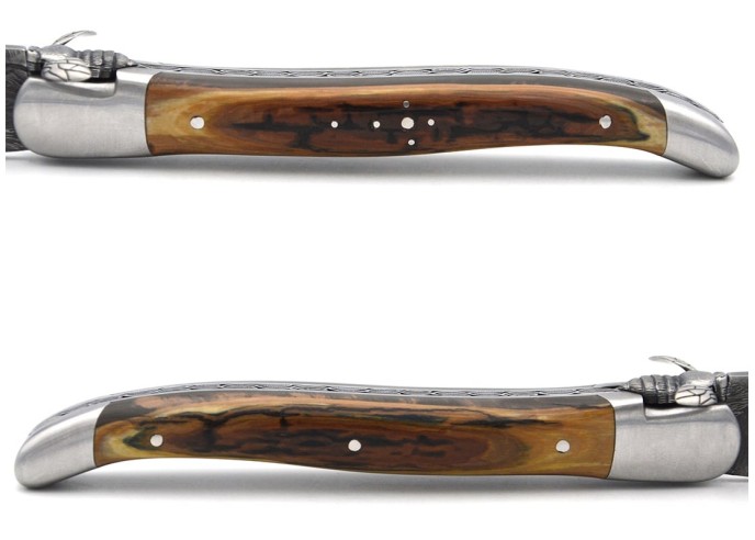 Laguiole 12cm, Mechanische Biene, Klinge Damast, Mammutstoßzahn