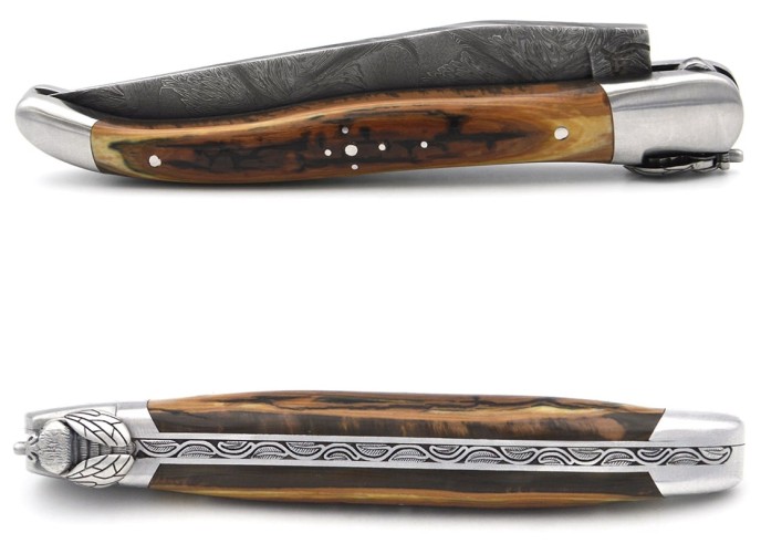Laguiole 12cm, Mechanische Biene, Klinge Damast, Mammutstoßzahn