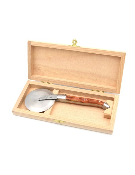 Roulette à pizza de Laguiole, manche bois de rose, finition inox mat