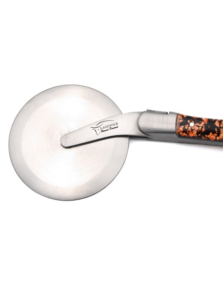 Laguiole pizza wheel, copper leaf inclusion handle