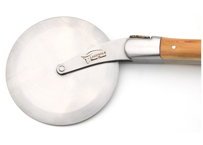 Roulette à pizza de Laguiole, manche en genévrier, finition inox mat