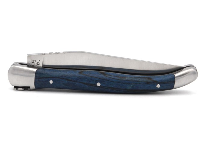 Laguiole 11cm, Biene mit Delphinmotiv, Buche blau, mattem Edelstahl