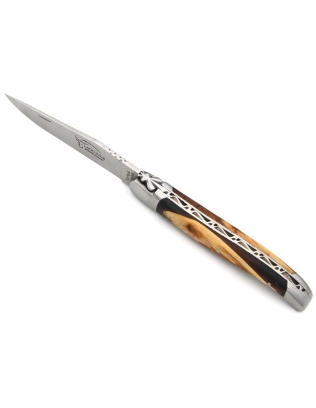 Laguiole pliant 12 cm, manche MBR - Genévrier / Résine noire