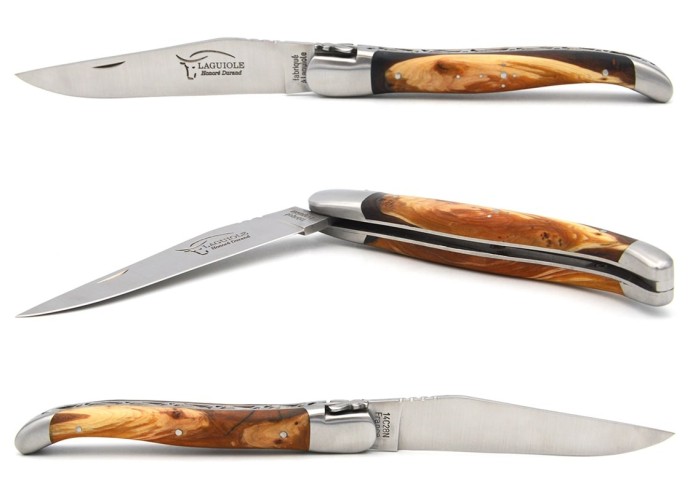 Laguiole messer 12cm, Griff aus Hybridholz Wacholder / Schwarzes Harz