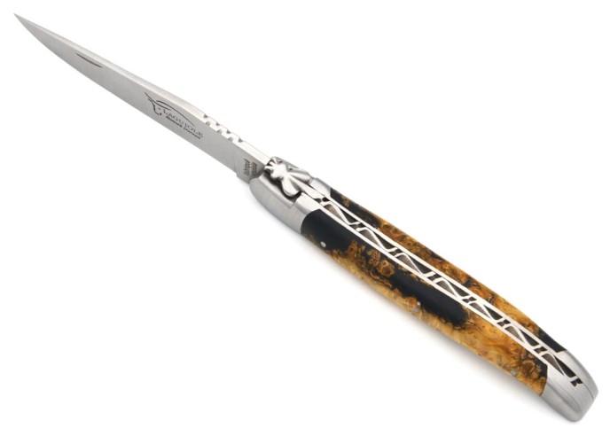 Laguiole knife 12 cm, Hybrid wood handle - Boxwood / Black resin