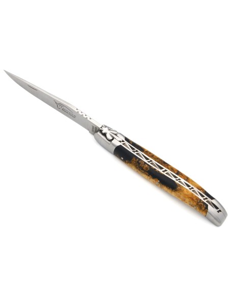Laguiole pliant 12 cm, manche MBR - Buis / Résine noire