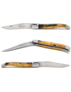 Laguiole pliant 12 cm, manche MBR - Buis / Résine noire 2