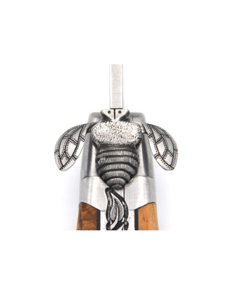 Laguiole knife  with a mechanical bee, chiselled spring and double plates