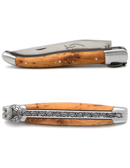 Laguiole pliant 12 cm, abeille mécanique, manche en genévrier