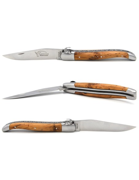 Laguiole knife  with a mechanical bee, chiselled spring and double plates