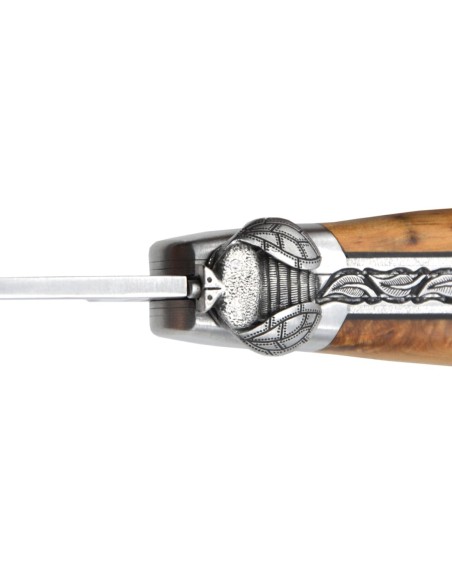 Laguiole pliant 12 cm, abeille mécanique, manche en genévrier