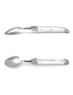 Petites cuillères Laguiole Honoré Durand, manche corian blanc 2