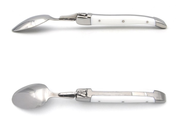 Petites cuillères Laguiole Honoré Durand, manche corian blanc