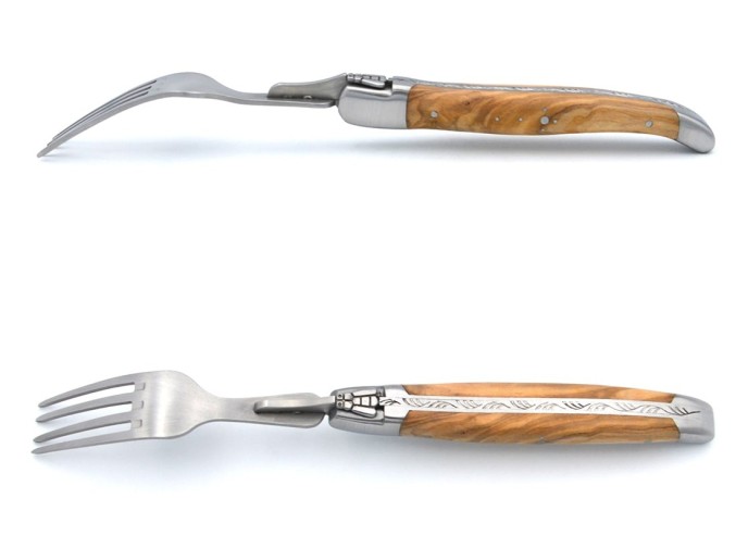 Coffret de fourchettes de table Laguiole, manche galbé en bois d'olivier