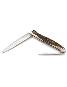 Laguiole "Antique" 21 cm, lame et poinçon, abeille lisse, bois de cerf 2