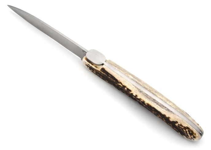 Laguiole "Antique" 21 cm, lame et poinçon, abeille lisse, bois de cerf