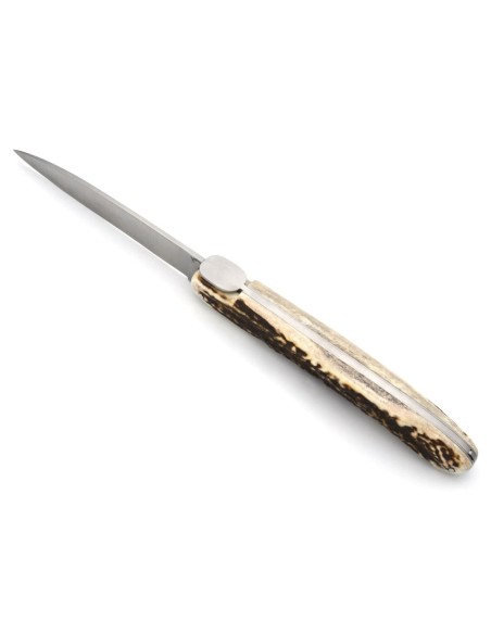 Laguiole "Antique" 21 cm, lame et poinçon, abeille lisse, bois de cerf