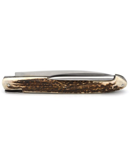 Laguiole "Antique" 21 cm, lame et poinçon, abeille lisse, bois de cerf