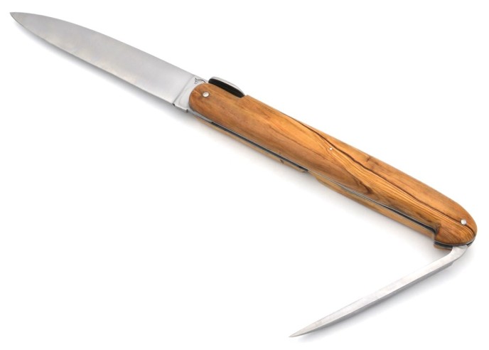 Laguiole "Antique" 21 cm, abeille lisse, plein manche en olivier