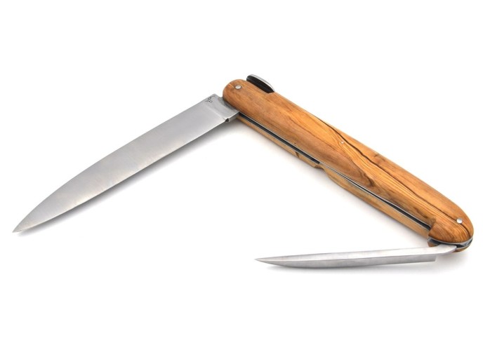 Laguiole "Antike", 21 cm, glatte geschmiedete Biene, Olivenholz