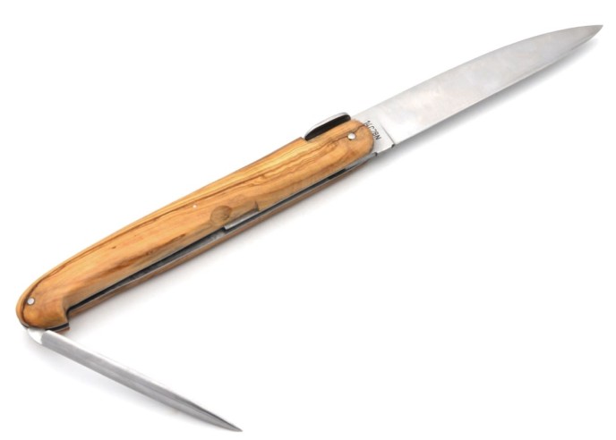 Laguiole "Antique" 21 cm, abeille lisse, plein manche en olivier