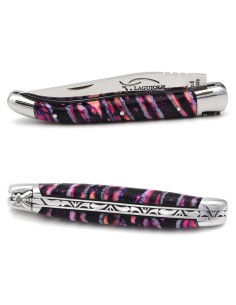 Laguiole 11 cm, abeille n°2, ressort lime, molaire de mammouth violette