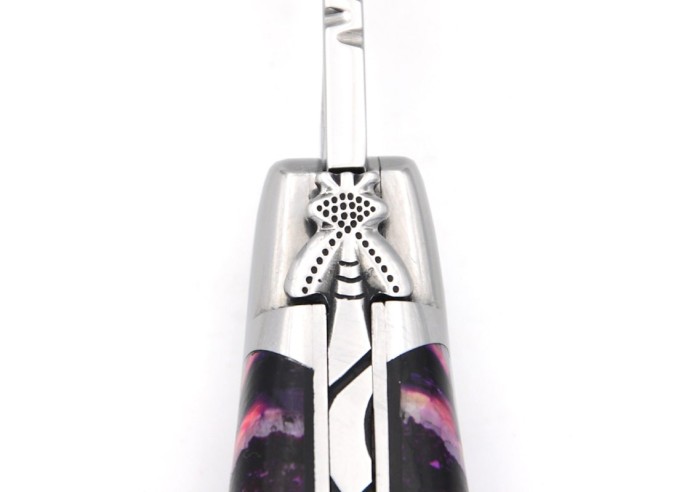 Laguiole 11 cm, abeille n°2, ressort lime, molaire de mammouth violette