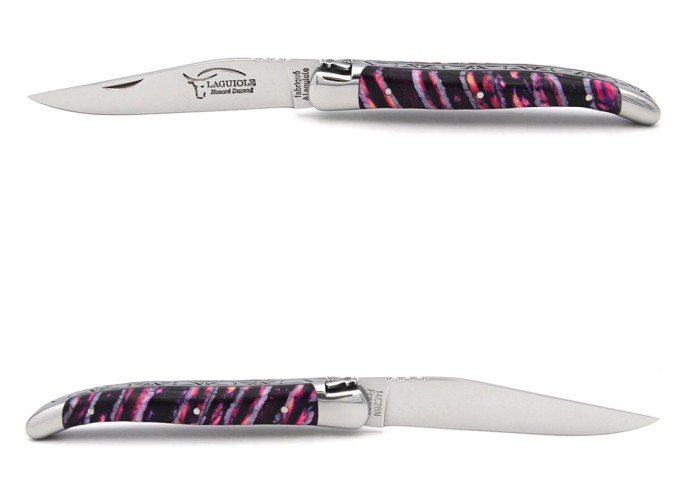 Laguiole 11 cm, abeille n°2, ressort lime, molaire de mammouth violette