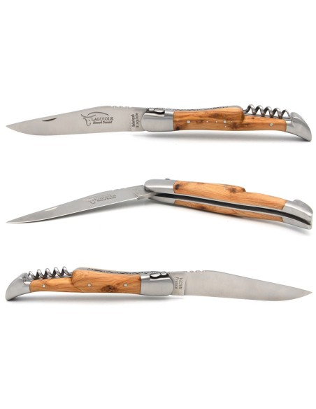 Laguiole pocket knife 12 cm, chiselled bee and spring, juniper handle