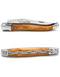 Laguiole pliant  abeille forgée massive, 12 cm, manche en olivier