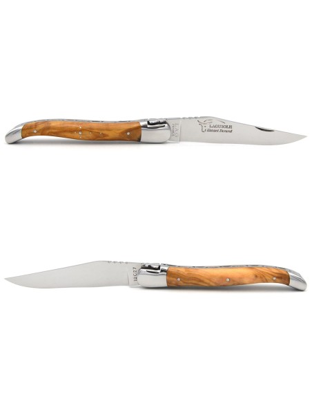 Laguiole pliant  abeille forgée massive, 12 cm, manche en olivier