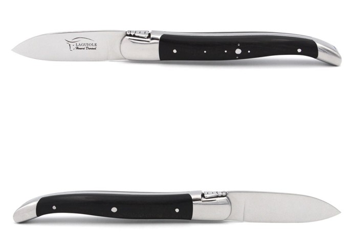 Couteaux à huîtres Laguiole, mitres inox mat, manche bois d'ébène