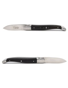 Couteaux à huîtres Laguiole, mitres inox mat, manche bois d'ébène