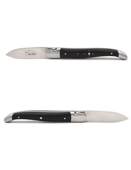 Couteaux à huîtres Laguiole, mitres inox mat, manche bois d'ébène