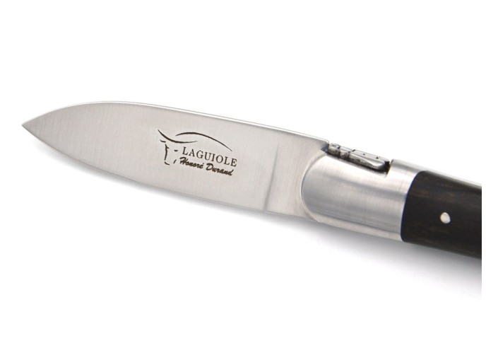 Couteaux à huîtres Laguiole, mitres inox mat, manche bois d'ébène