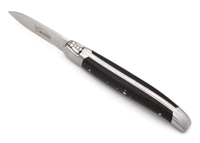 Couteaux à huîtres Laguiole, mitres inox mat, manche bois d'ébène