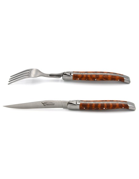 Set of 1 knife - 1 fork in snakewood, matt stainless steel finish